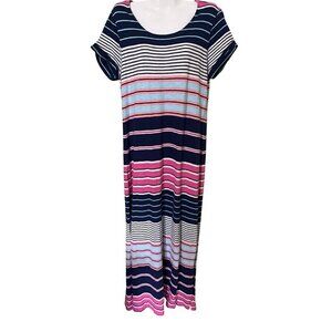 C&C Californi Maxi‎ Dress L Beachy Vacation Resort Striped